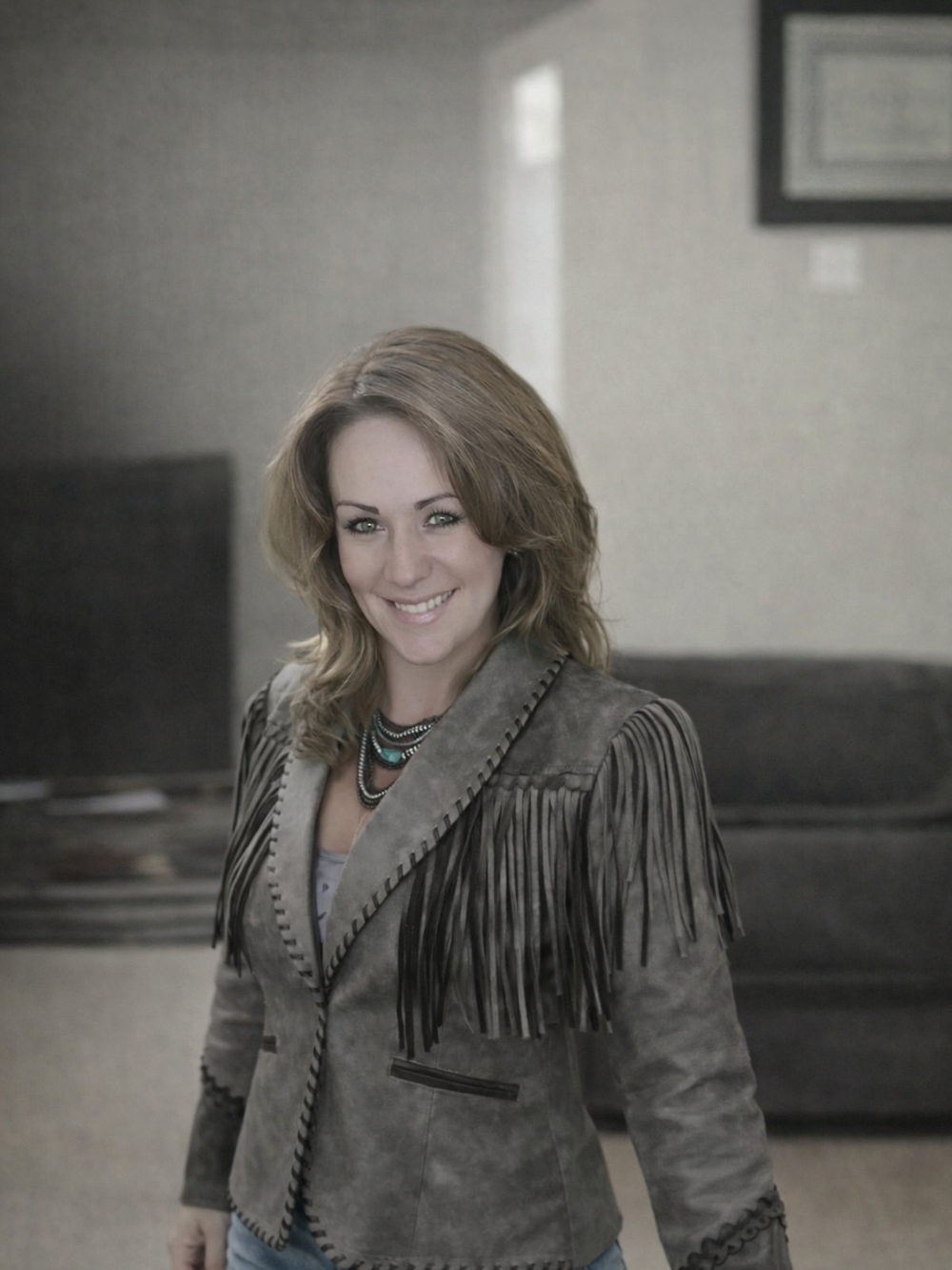 Fringed Suede Jacket - Gray
